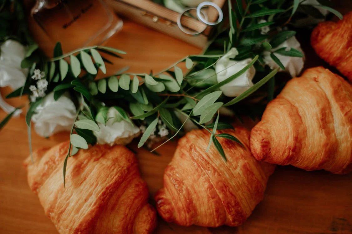 Croissant and White Flowers